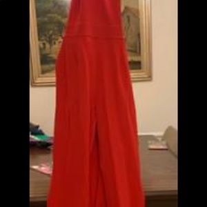NY & Company Gabrielle Union Red Halter Jumpsuit